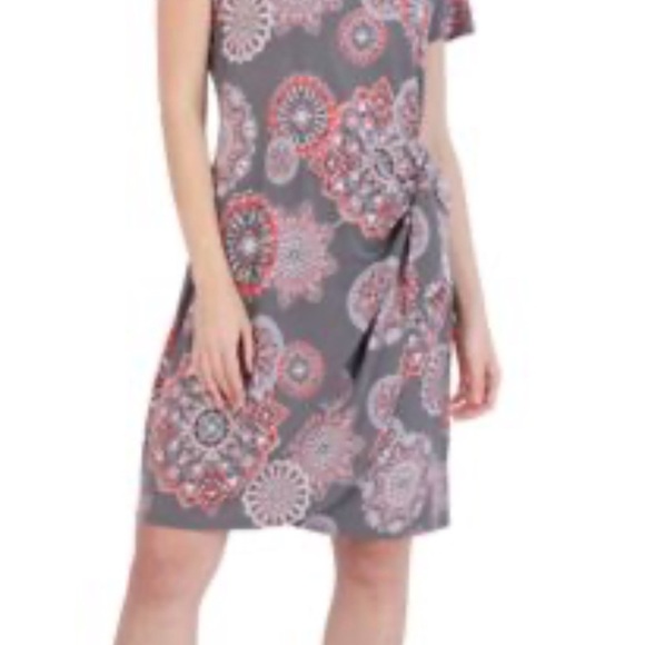 Floral Gray and Pink Women's Dress - Picture 2 of 8